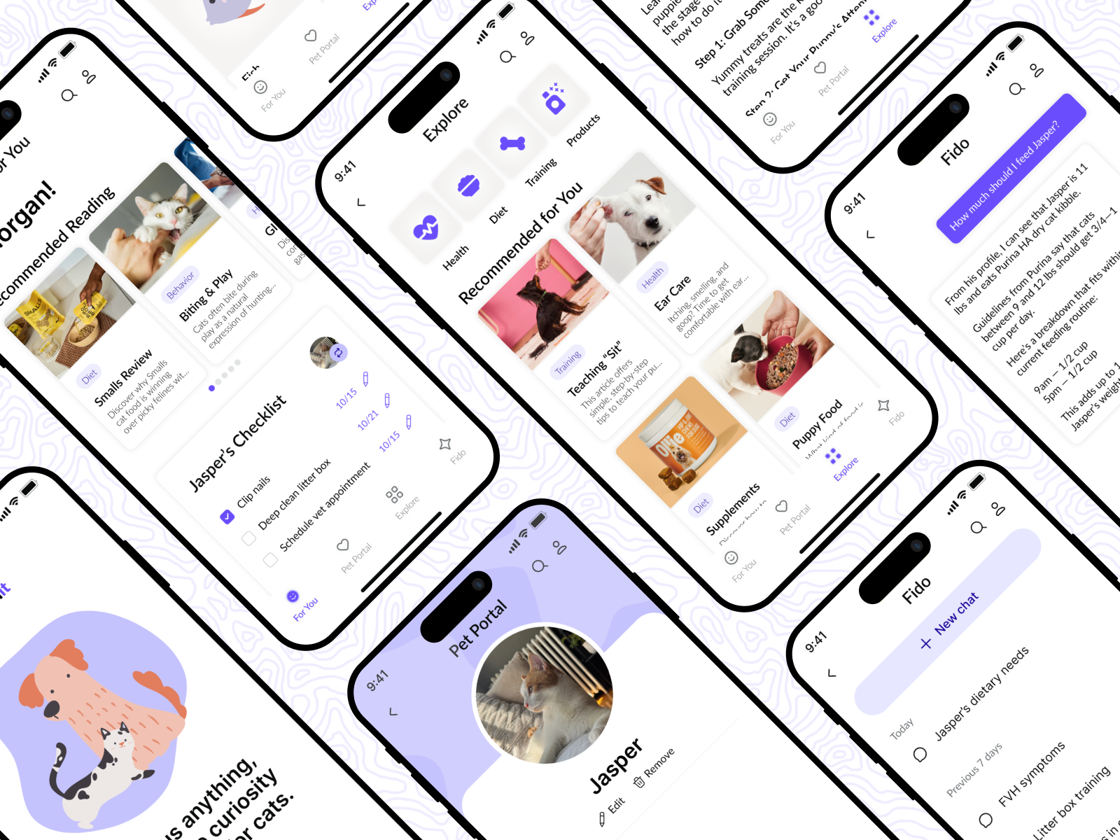 collage of fetchit mobile screen mockups