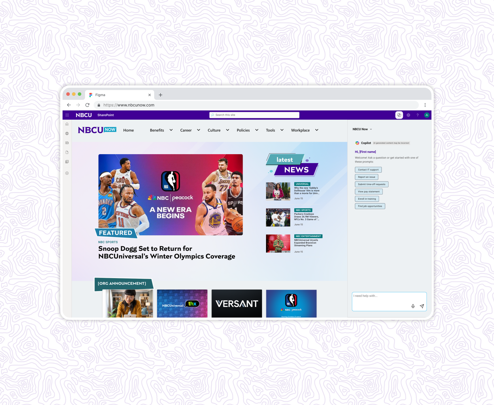 nbcunow landing page mockup