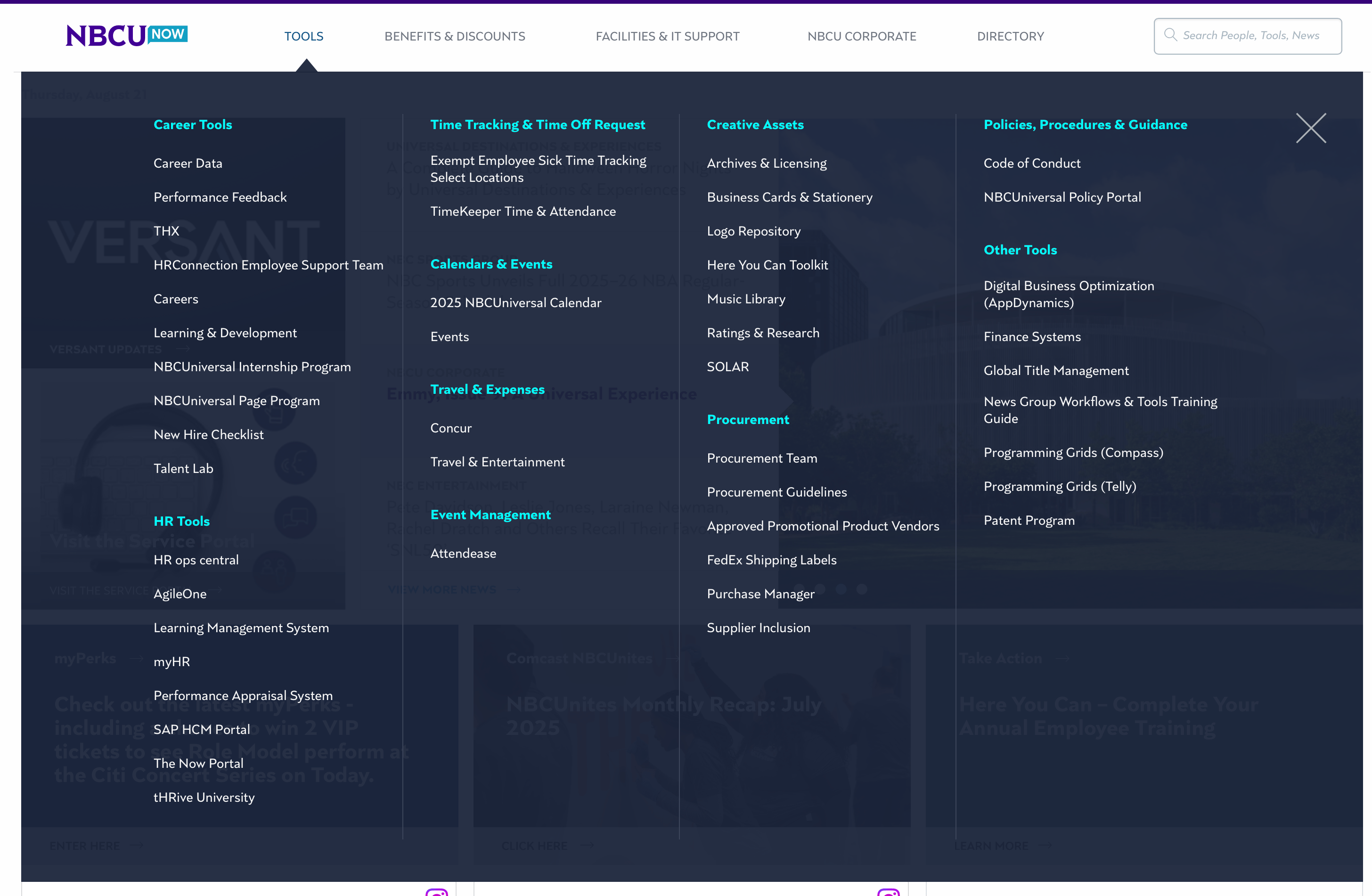 current state "mega menu"